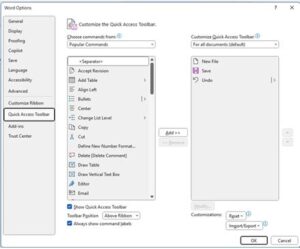 In the dialog box that appears, select the command that you want to add from the list on the left, and click “Add.”