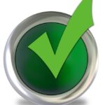 Green check on a green button.