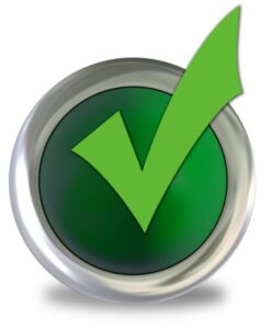 Green check on a green button.