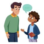 Child speaking to an adult.