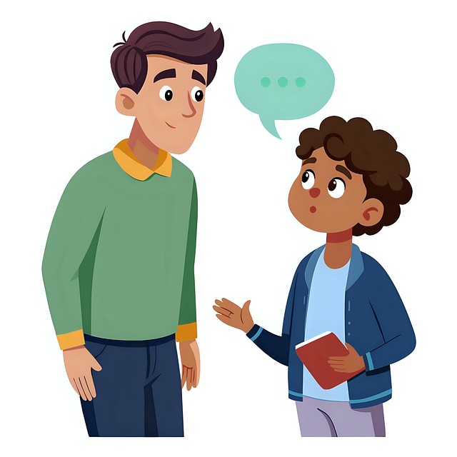 Child speaking to an adult.