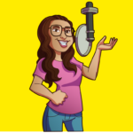 A confident looking lady talking on a microphone.