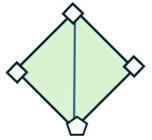 A drawing of a baseball diamond with a line connecting 2nd base to home plate.