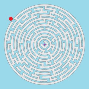 A maze on a blue background - Riddle Me This?