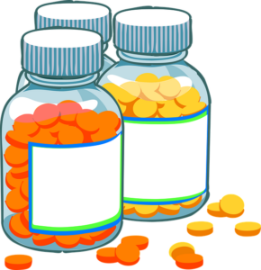 A set of three pill bottles to represent the vitamins you may take for vocal health.
