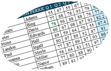 Mock up of a gradebook page.