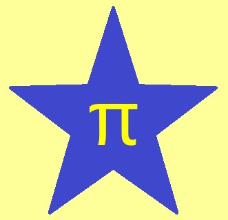 Blue Star on a yellow background. The pi symbol is written on the star in yellow.