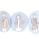 Three drawings of people in presentations.