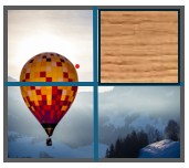 A window pane with four sections - lines dividing it horizontally and vertically. The top right section is covered with a board. What portion of the window can you see out of?
