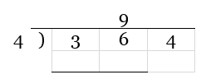 Loop 1, Step 1. Divide. 36 divided by 4 = 9