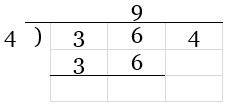 Loop 1, Step 2. Multiply. 9 * 4 = 36