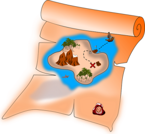Treasure Map on old parchment paper.