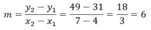 use slope formula to determine the slope of this equation is 6
