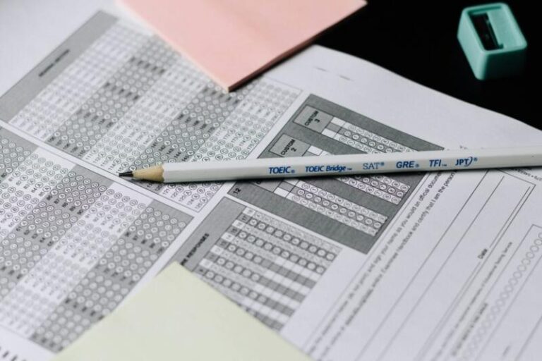 Test Grid pages and a sharpened number 2 pencil ready for the SAT.