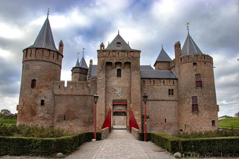A stunning medieval landmark of gothic architecture is Muider Castle in Muiden, Netherlands.